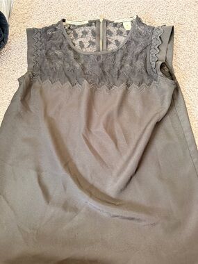 Lace Trim Brown Dress with Back Zip Maison scotch